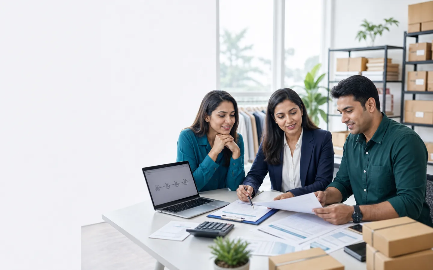 Indian business owner and tax professional preparing GST registration documents