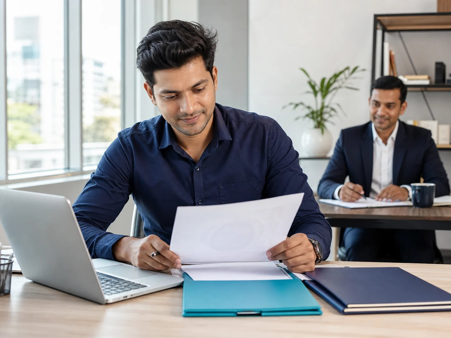 Solo Indian founder reviewing documents for One Person Company registration