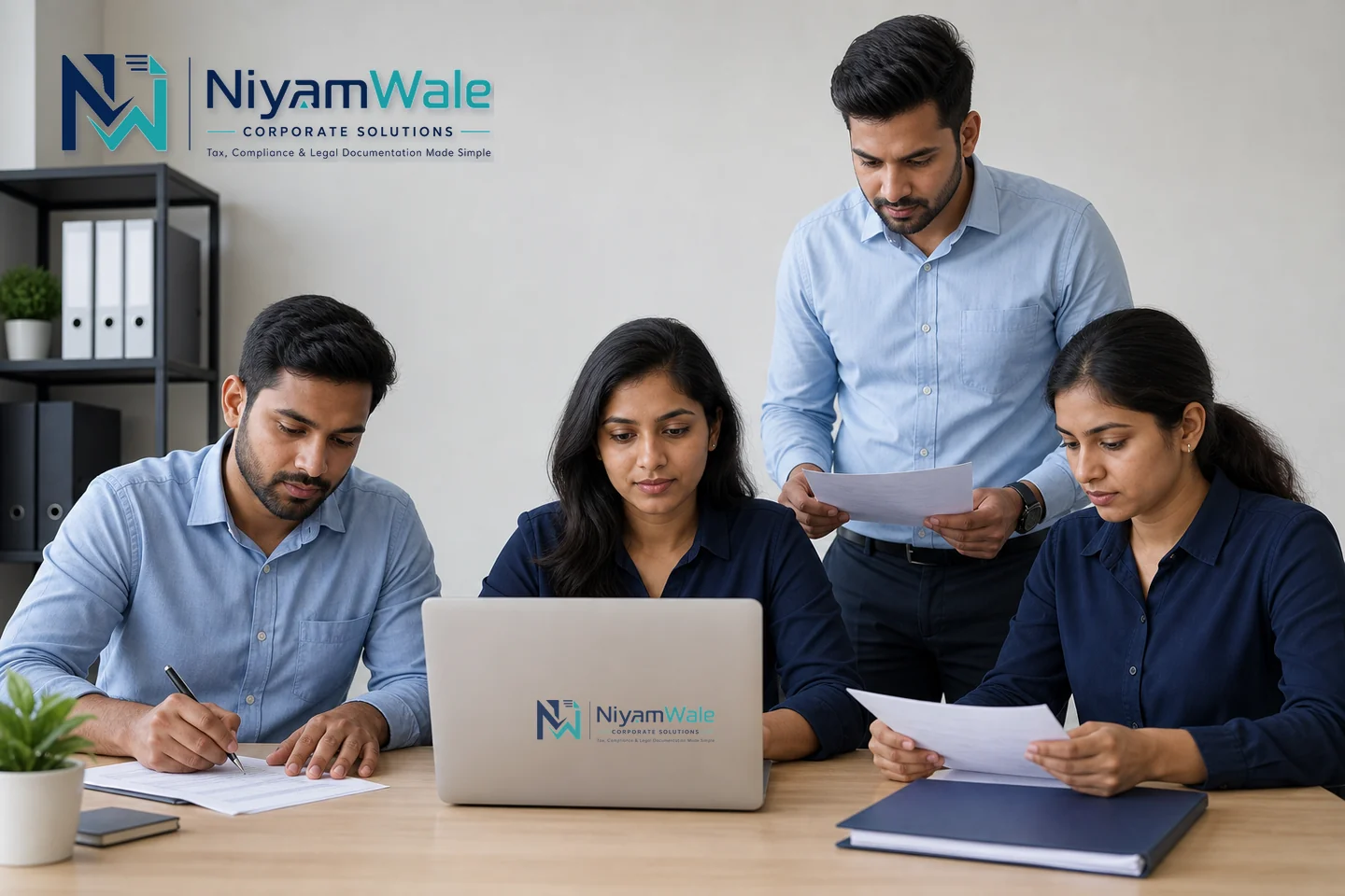 NiyamWale compliance operations team reviewing documents, supporting clients and managing business filings